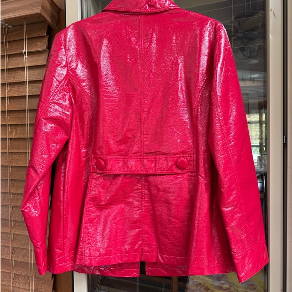 Boden Women's Shiny Red Faux Leather Jacket - Picture 6 of 6